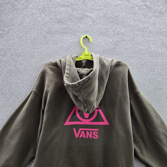 Vans Women Hoodie M Green Fleece Logo Activewear Long Sleeve - Picture 10 of 10